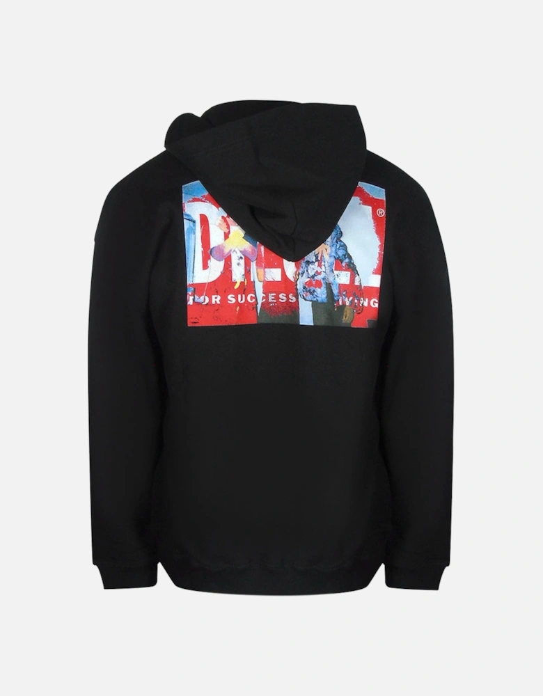 Bold Graphic Design On Back Black Hoodie