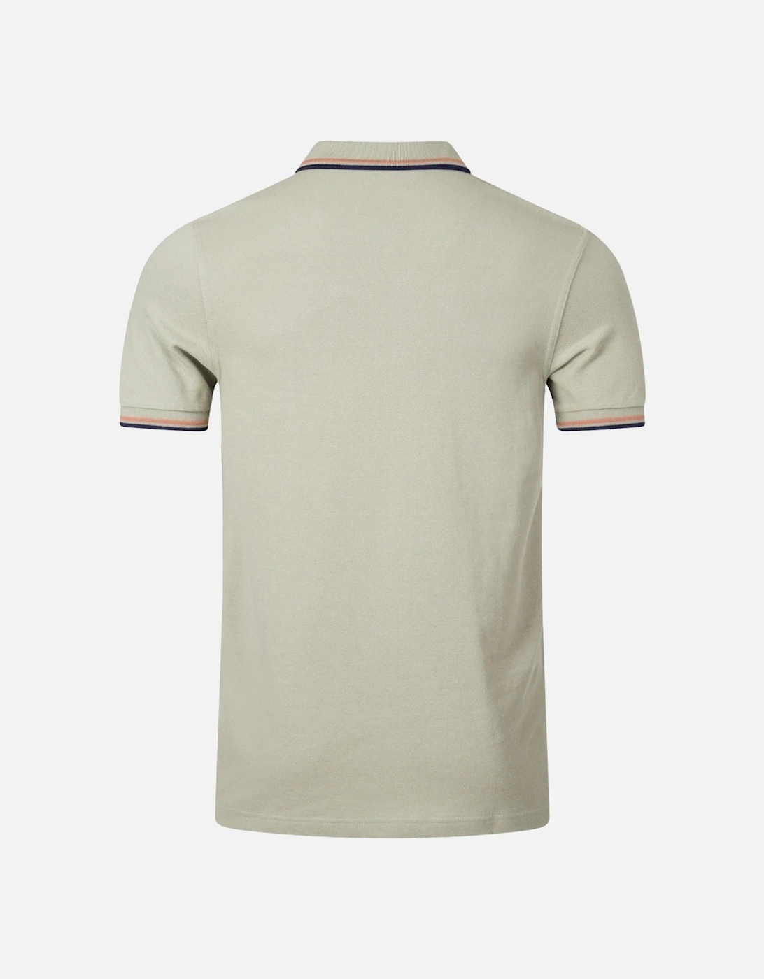 Seagrass/Rust Twin Tipped Collar Beige Polo Shirt