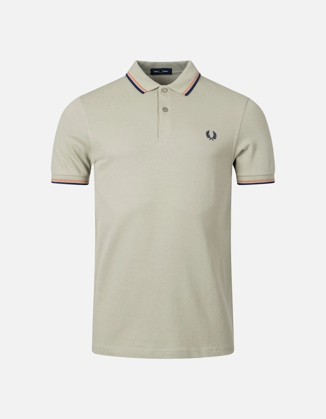 Seagrass/Rust Twin Tipped Collar Beige Polo Shirt, 4 of 3