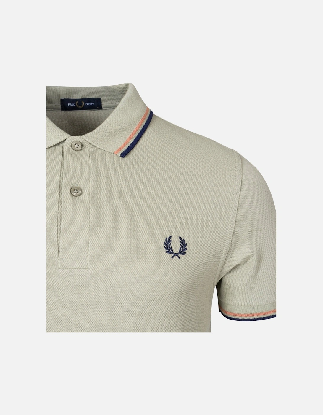 Seagrass/Rust Twin Tipped Collar Beige Polo Shirt