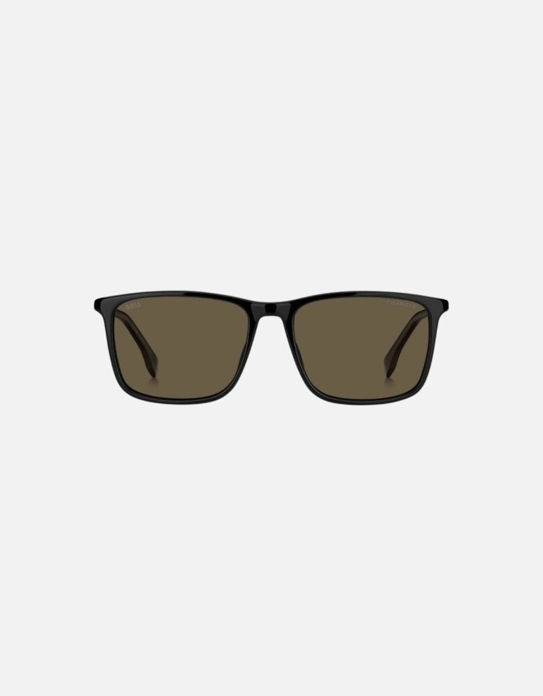 Brown Polarized Lens Black Thin Framed Sunglasses