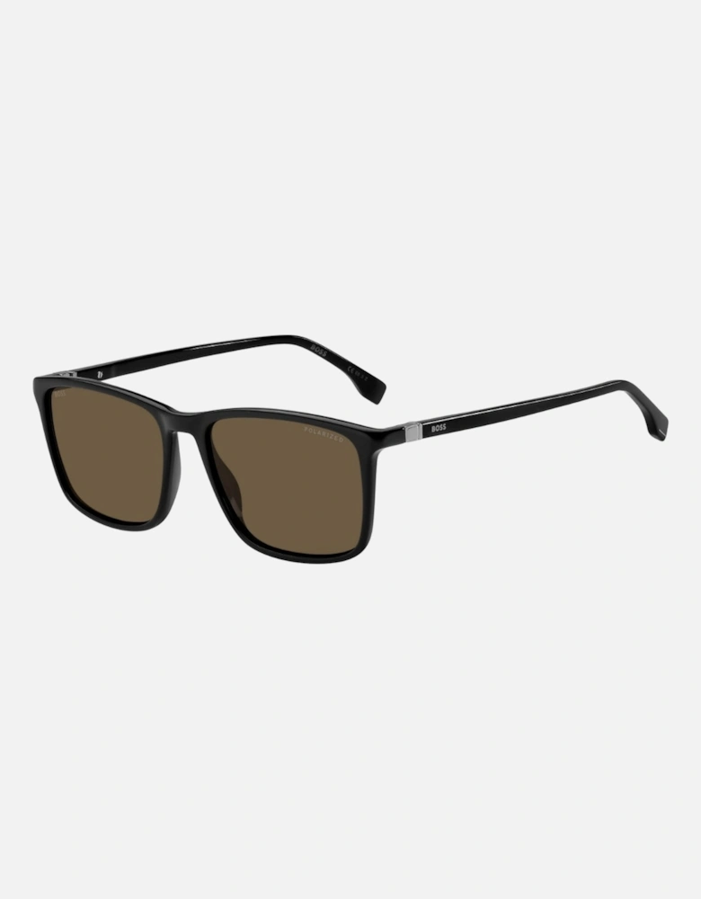 Brown Polarized Lens Black Thin Framed Sunglasses
