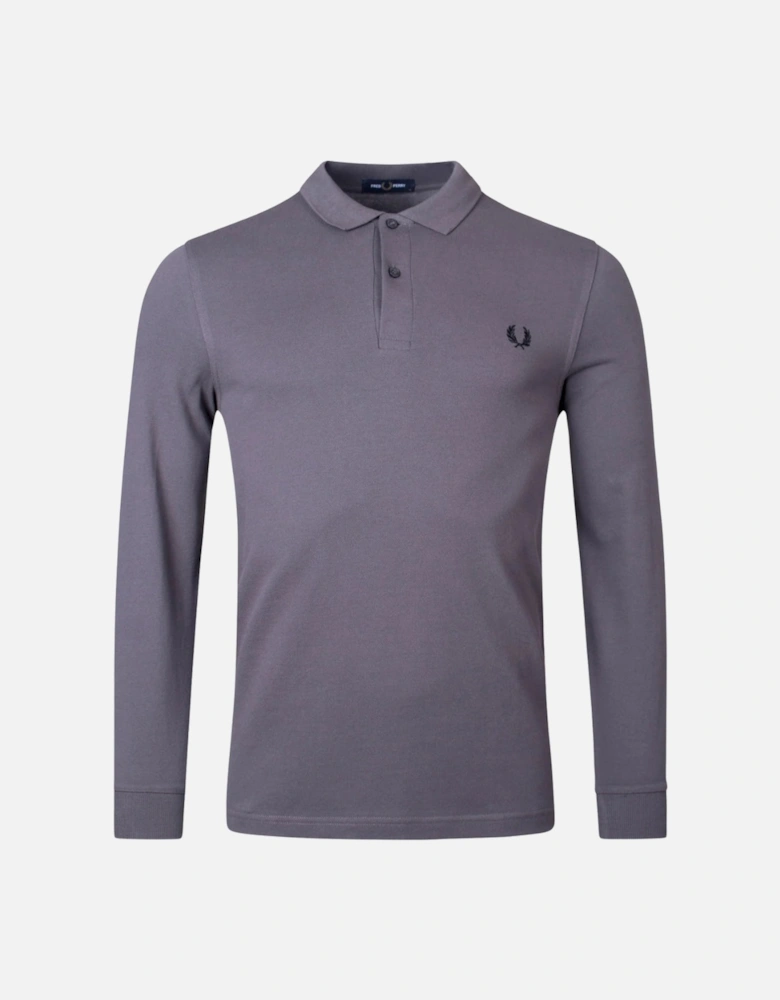 Gunmetal Grey Plain Long Sleeve Polo Shirt
