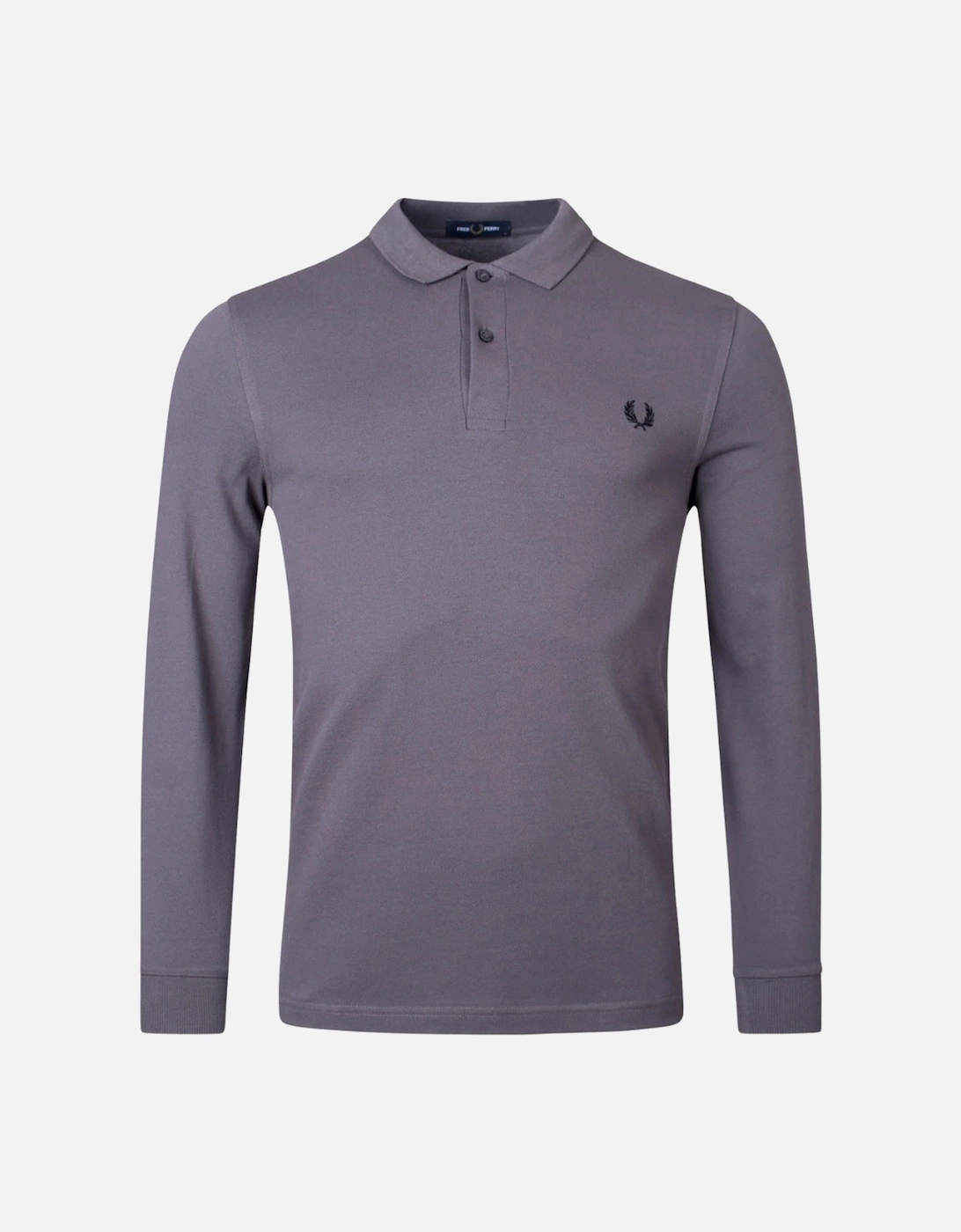 Gunmetal Grey Plain Long Sleeve Polo Shirt, 3 of 2