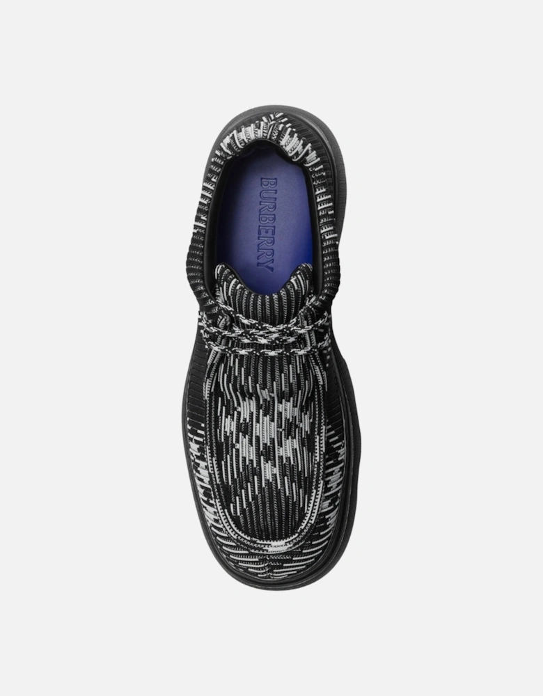 Checked Creeper Round-Toe Black Derby Trainers