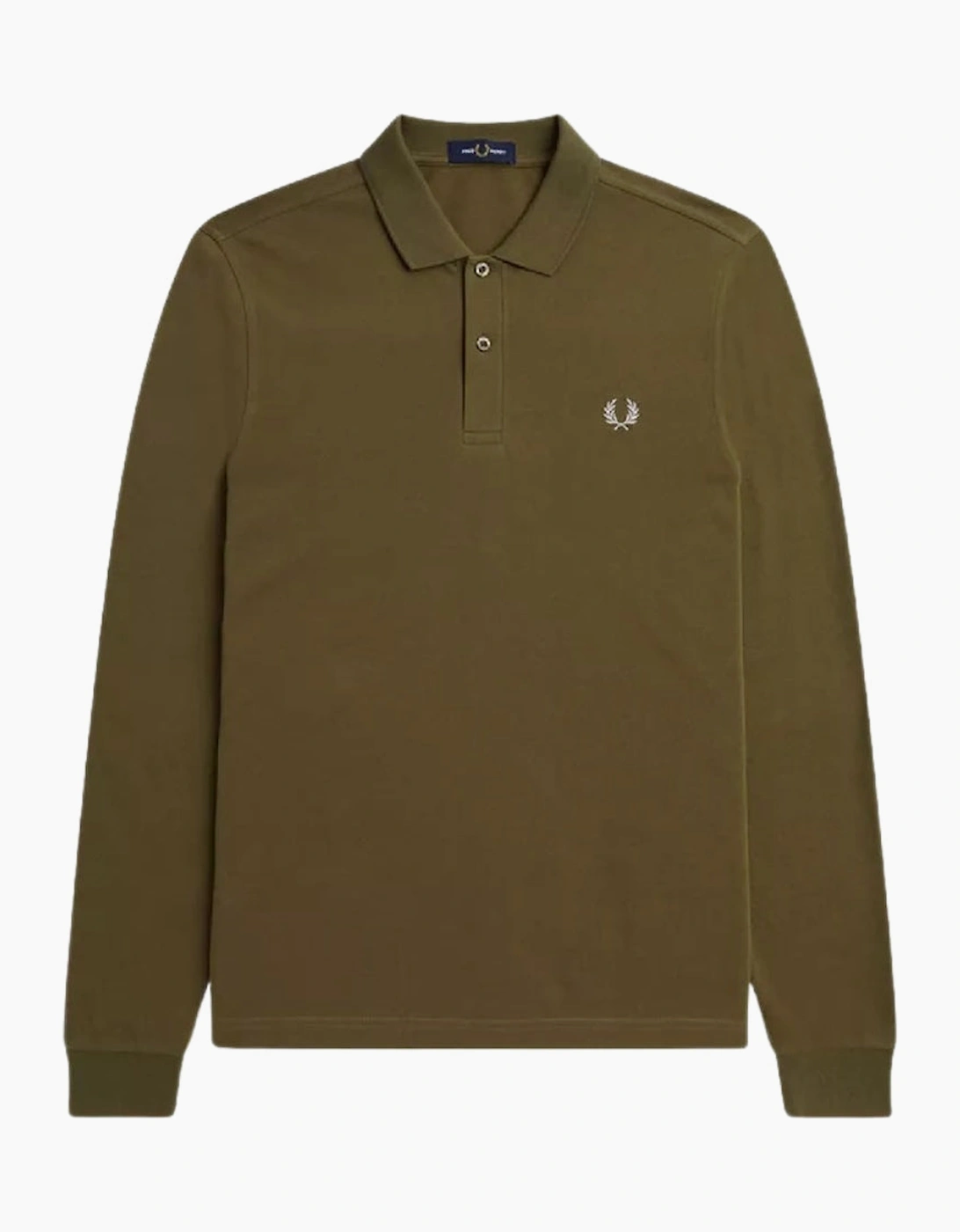Fred Perry Men's Fred Perry Uniform Green Long Sleeve Plain Polo Shirt - Tan