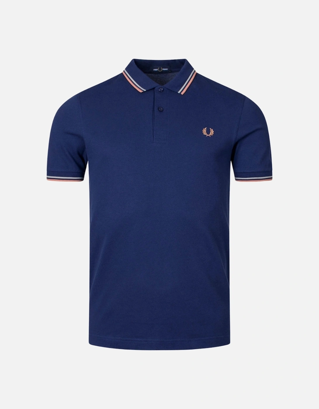 Twin Tipped Rust/Seagrass French Navy Blue Polo Shirt, 4 of 3