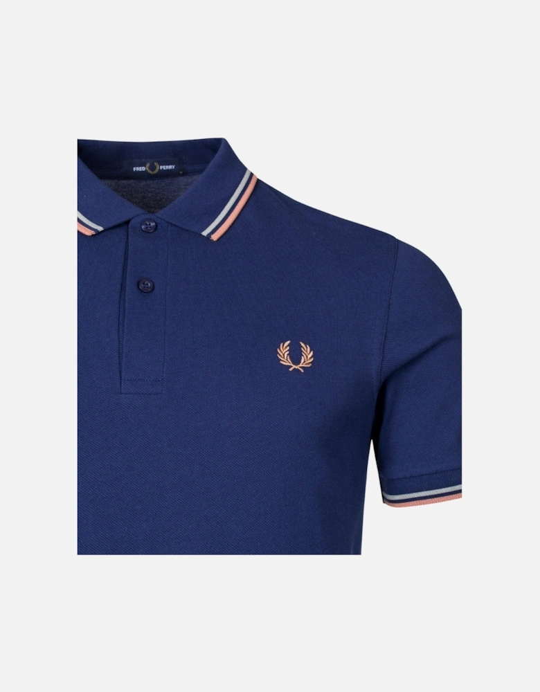 Twin Tipped Rust/Seagrass French Navy Blue Polo Shirt