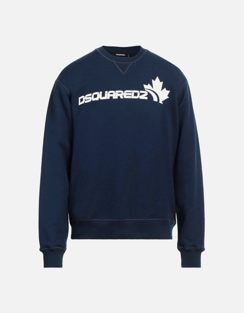 Bold Maple Leaf Logo Navy Blue Sweatshirt