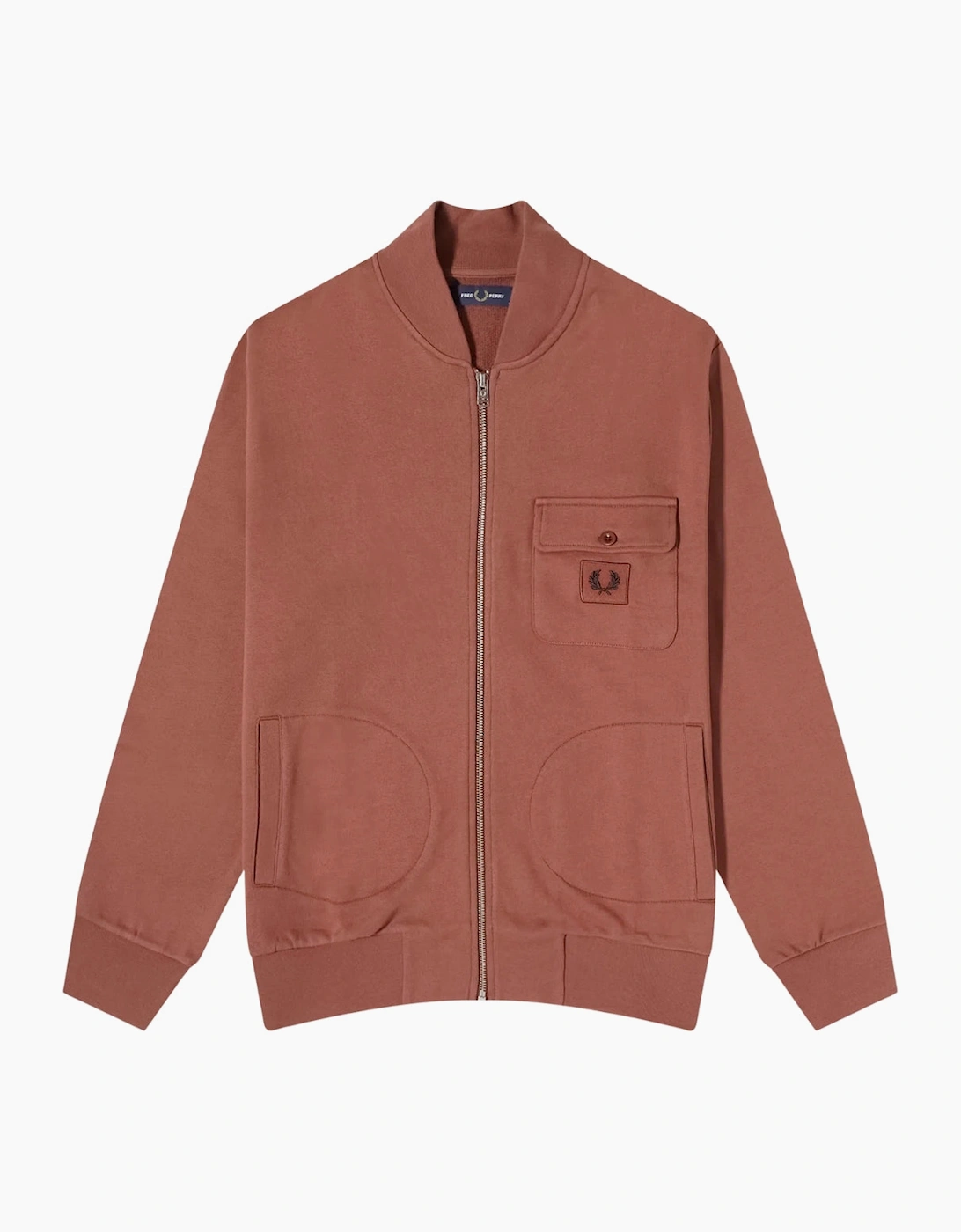 Men's Fred Perry Whiskey Brown Zip Through Bomber Jacket - Size: 44/Regular