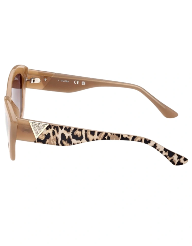 Gradient Brown Lensed Shiny Beige Framed Sunglasses