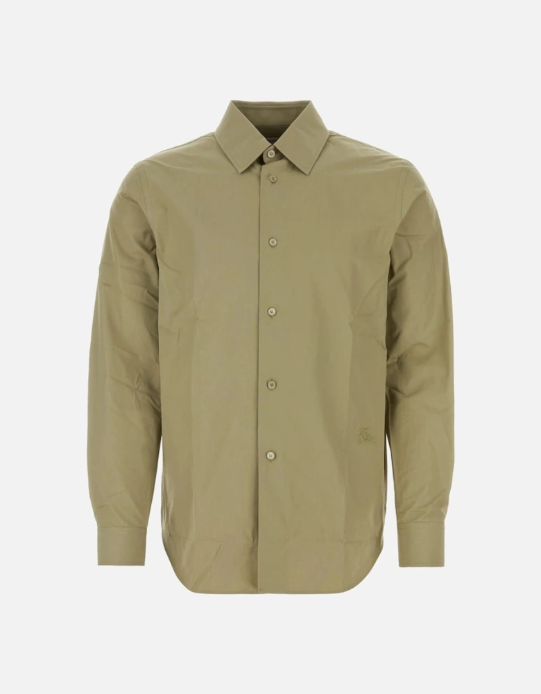 Equestrian Knight-Motif Buttoned Shirt Hunter Green Casual Shirt