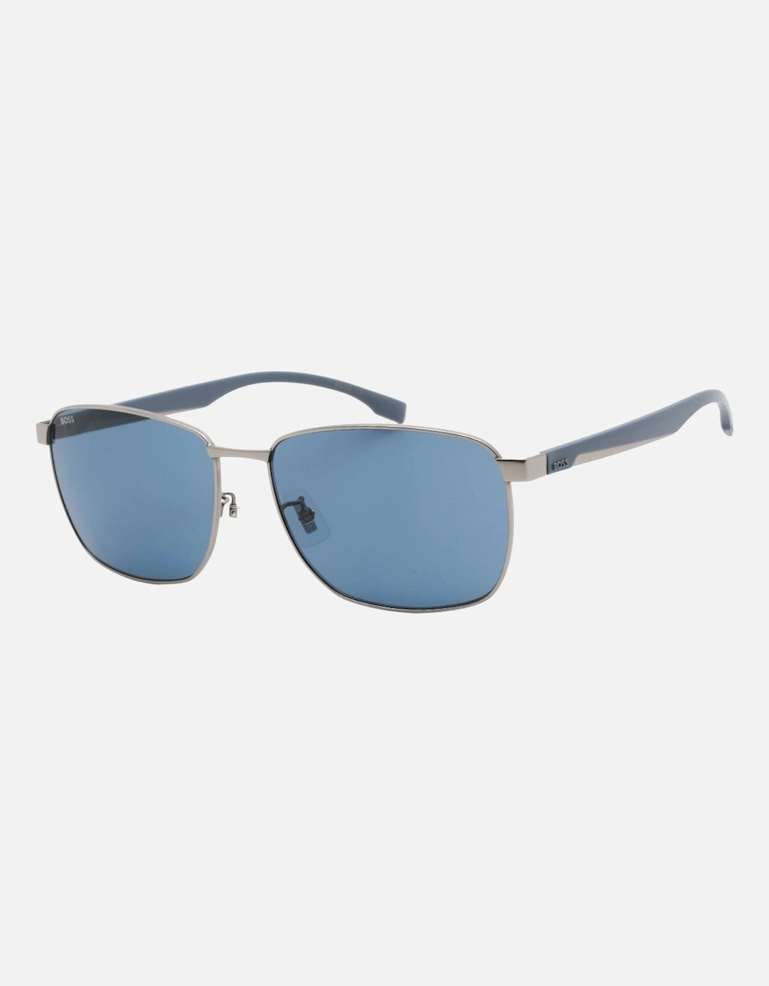 Matte Ruthenium Metal Frame Blue Lens Sunglasses