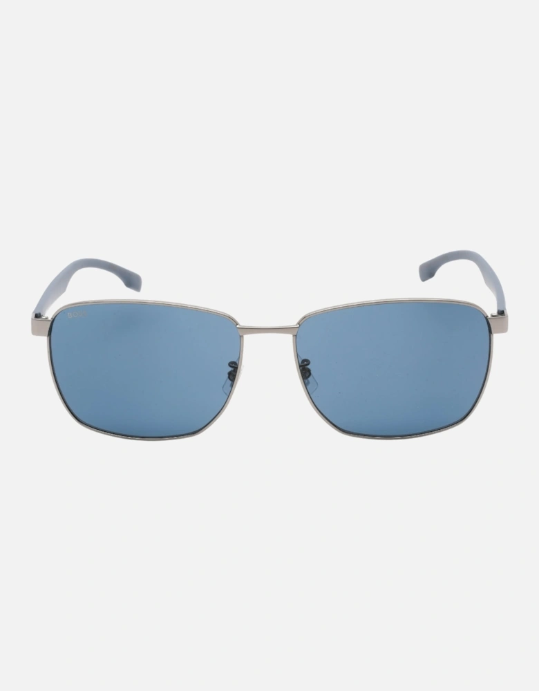 Matte Ruthenium Metal Frame Blue Lens Sunglasses