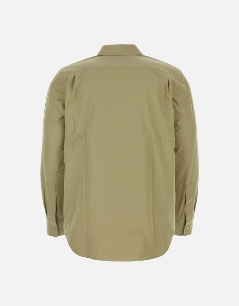 Equestrian Knight-Motif Buttoned Shirt Hunter Green Casual Shirt