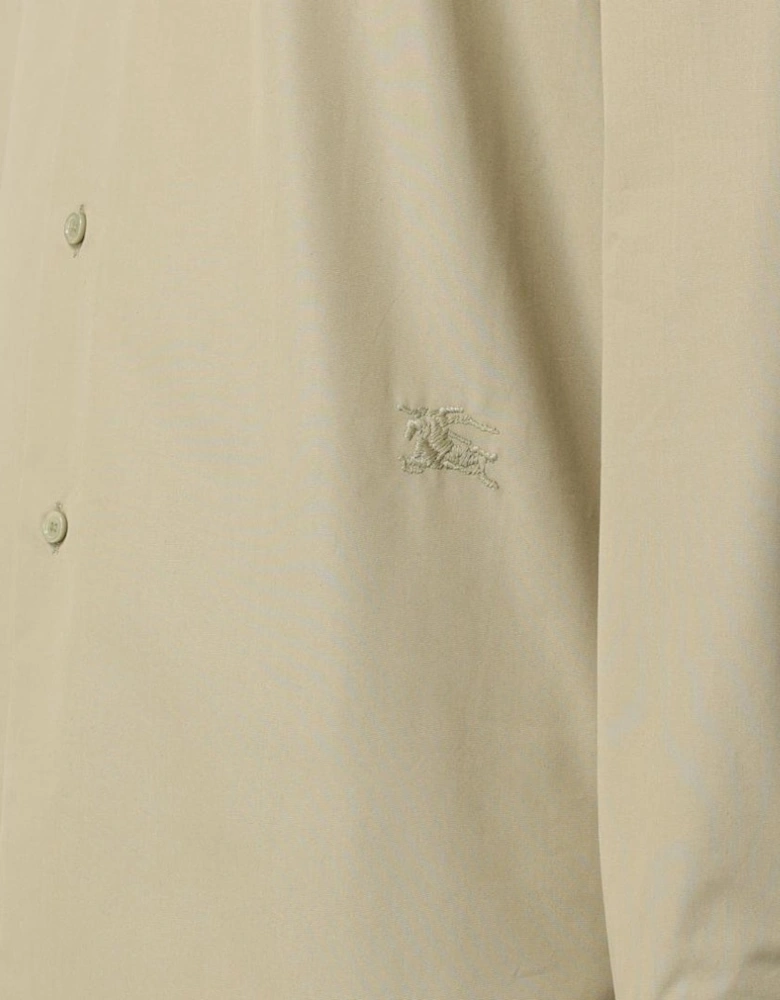 Equestrian Knight-Motif Buttoned Shirt Hunter Green Casual Shirt