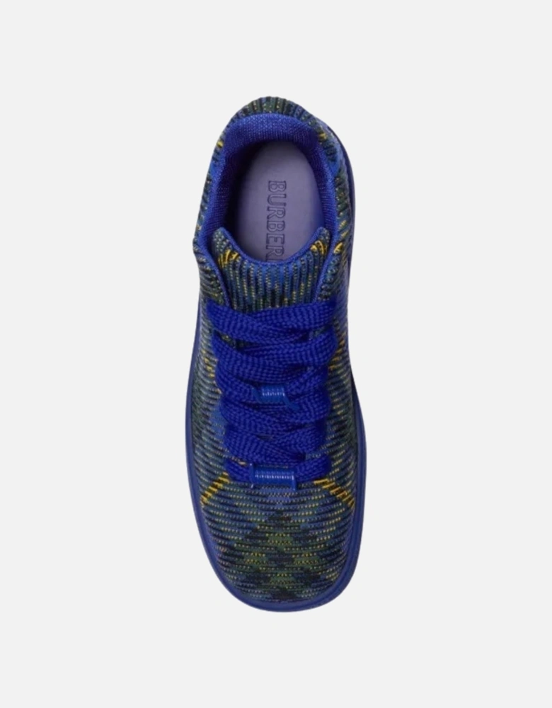 Checked Box Bright Navy Knit Shoes