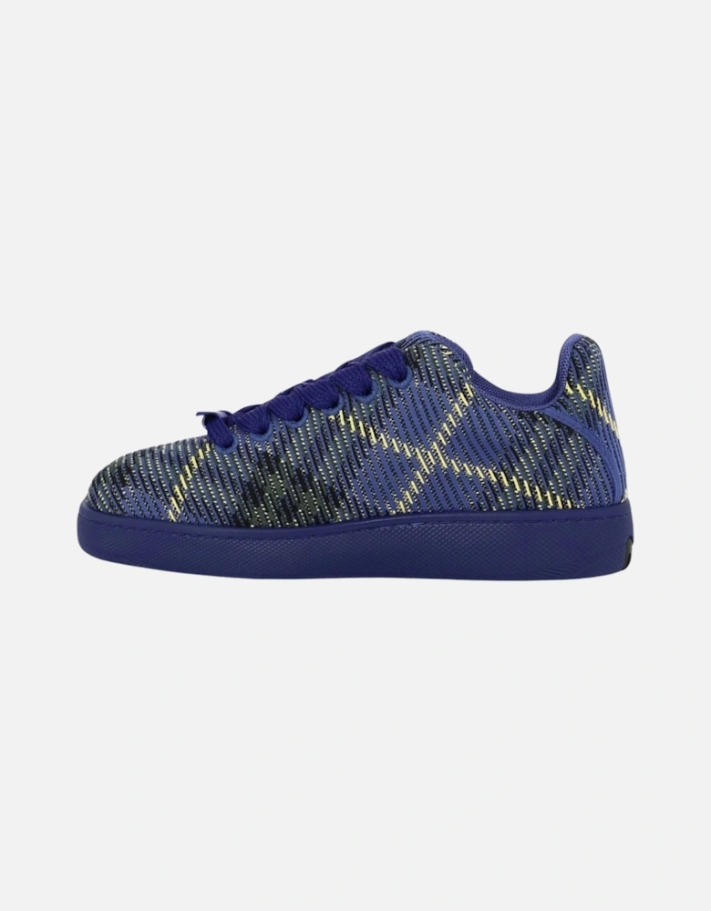 Checked Box Bright Navy Knit Shoes