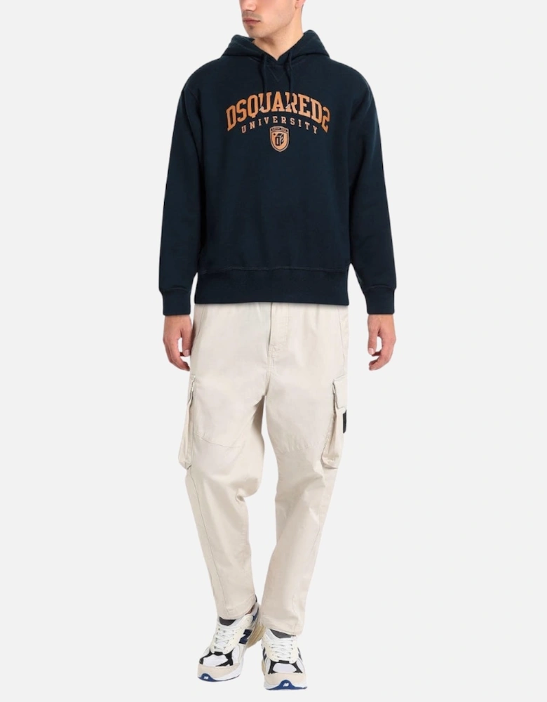 Cool Fit Varsity Design Dark Navy Blue Hoodie