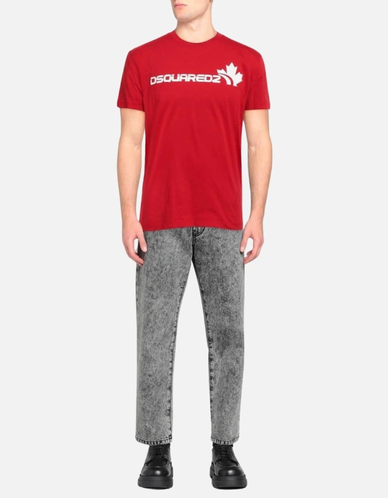 White Maple Leaf Logo Cool Fit RedT-Shirt