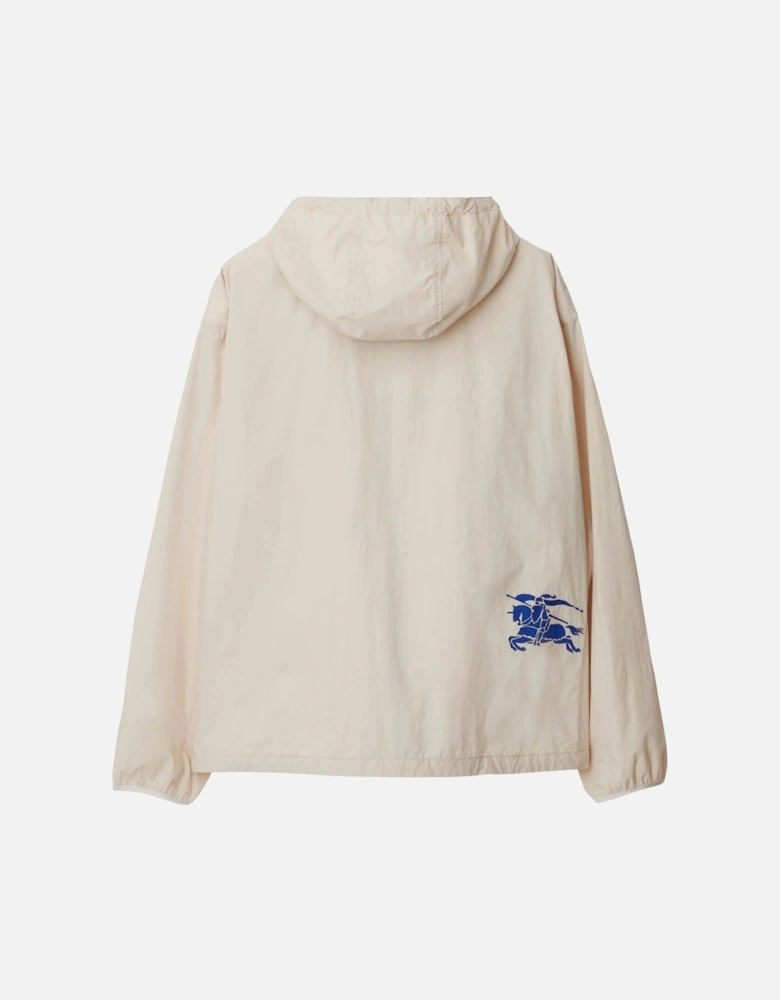 Equestrian Knight-Motif Soap Cream Hooded Jacket