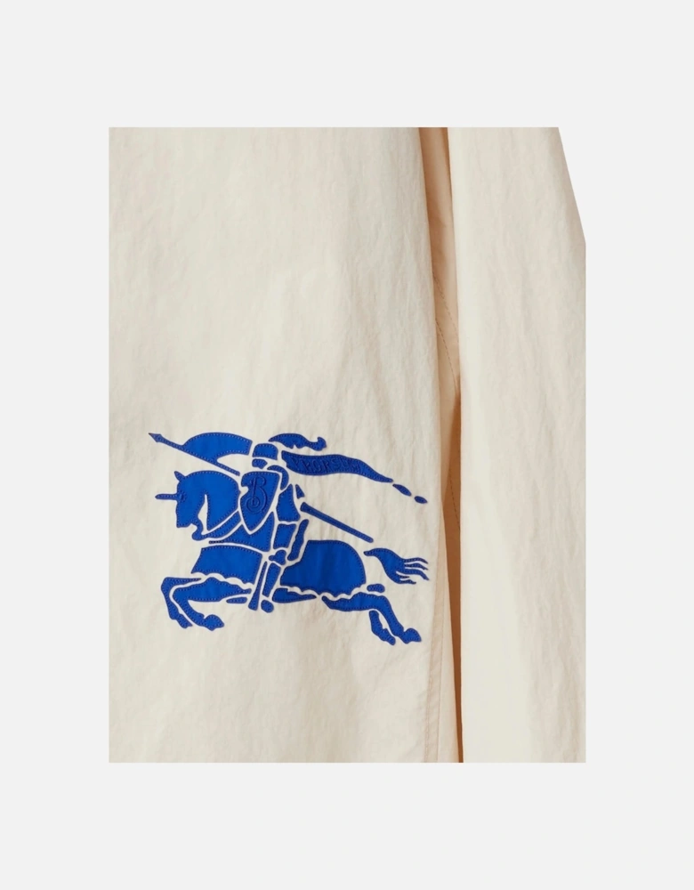 Equestrian Knight-Motif Soap Cream Hooded Jacket