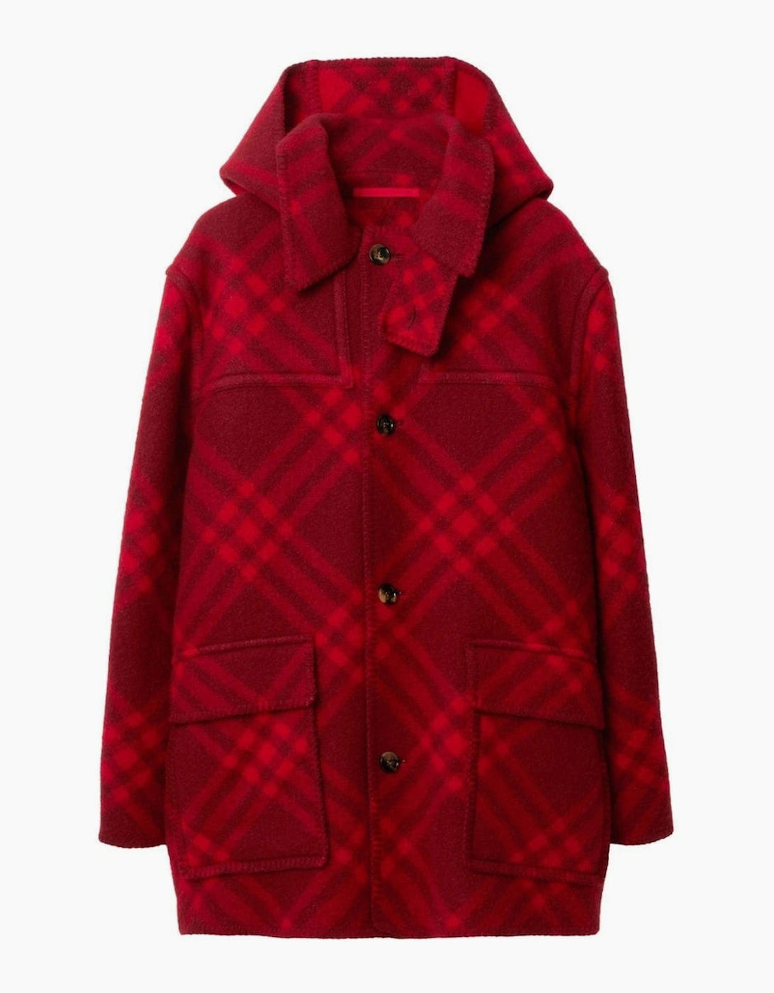 Burberry Men's Red Wool Check Parka Jacket - Size: 38/Regular