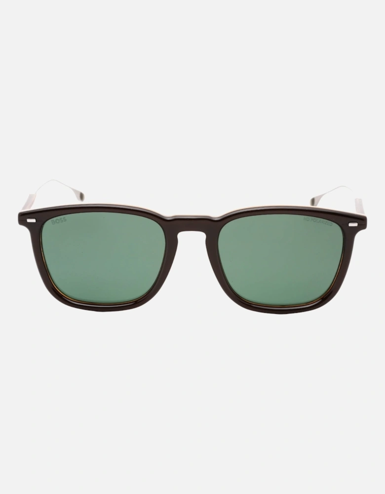 Brown Striped Frame Brown Lens Sunglasses
