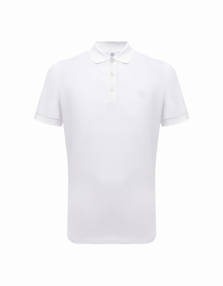 Monogram Embroidered White Polo Shirt