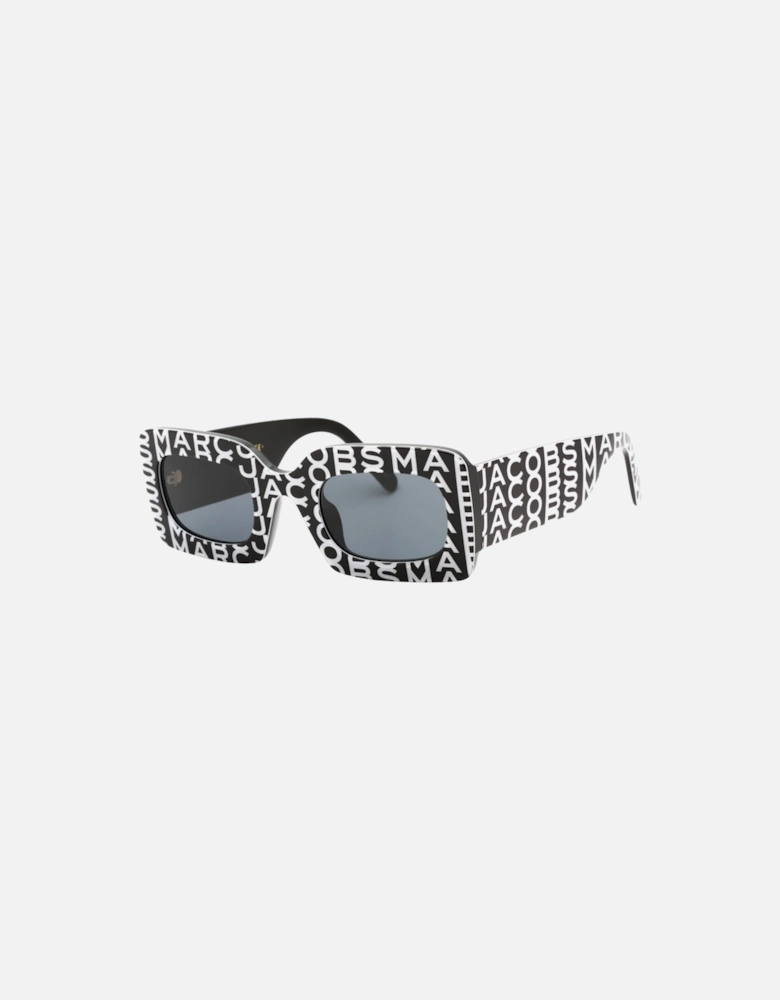 All-over White Brand Logo Black Sunglasses
