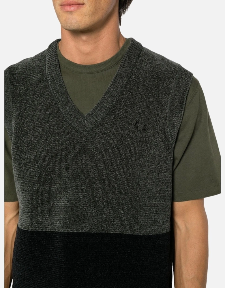 Field Green Colour Block Chenille Tank Top Vest