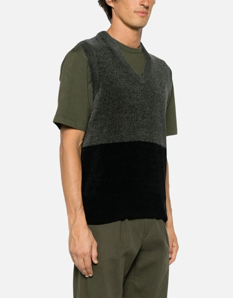 Field Green Colour Block Chenille Tank Top Vest