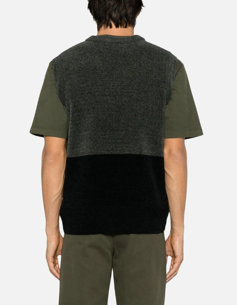 Field Green Colour Block Chenille Tank Top Vest