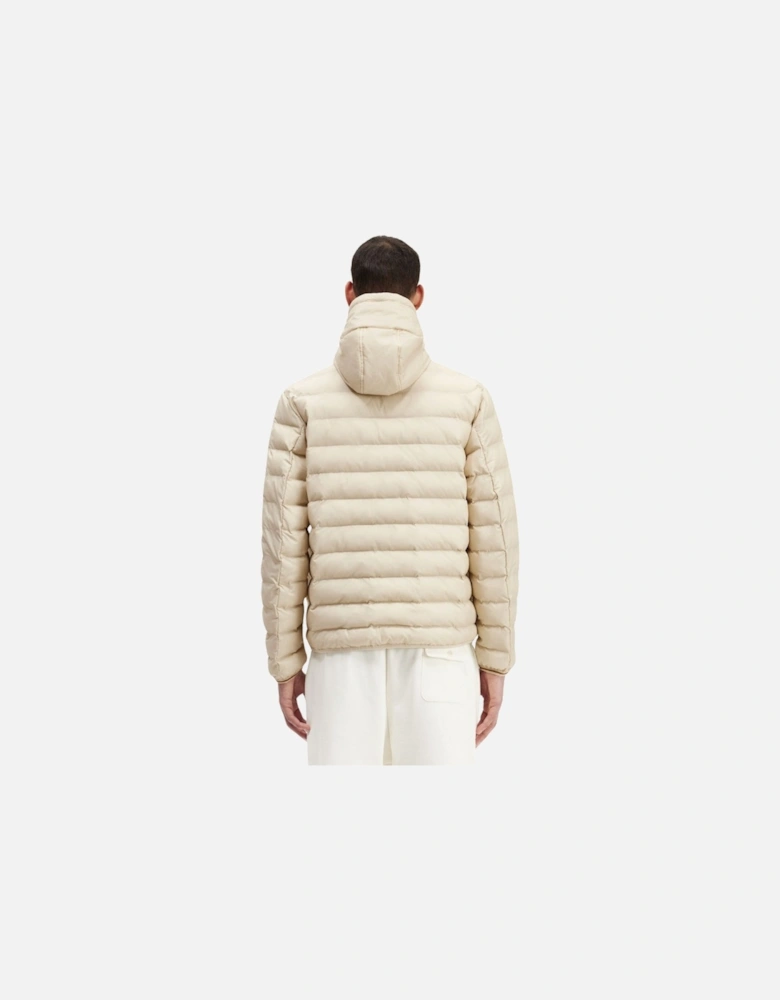 Oatmeal Beige Hooded Insulated Jacket
