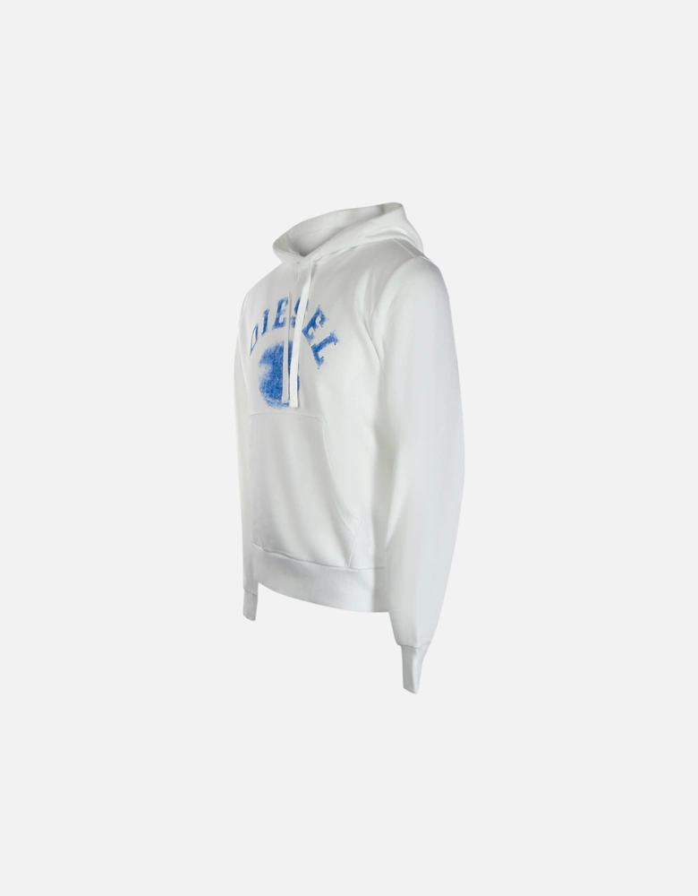 Blue Faded Circle Logo White Hoodie