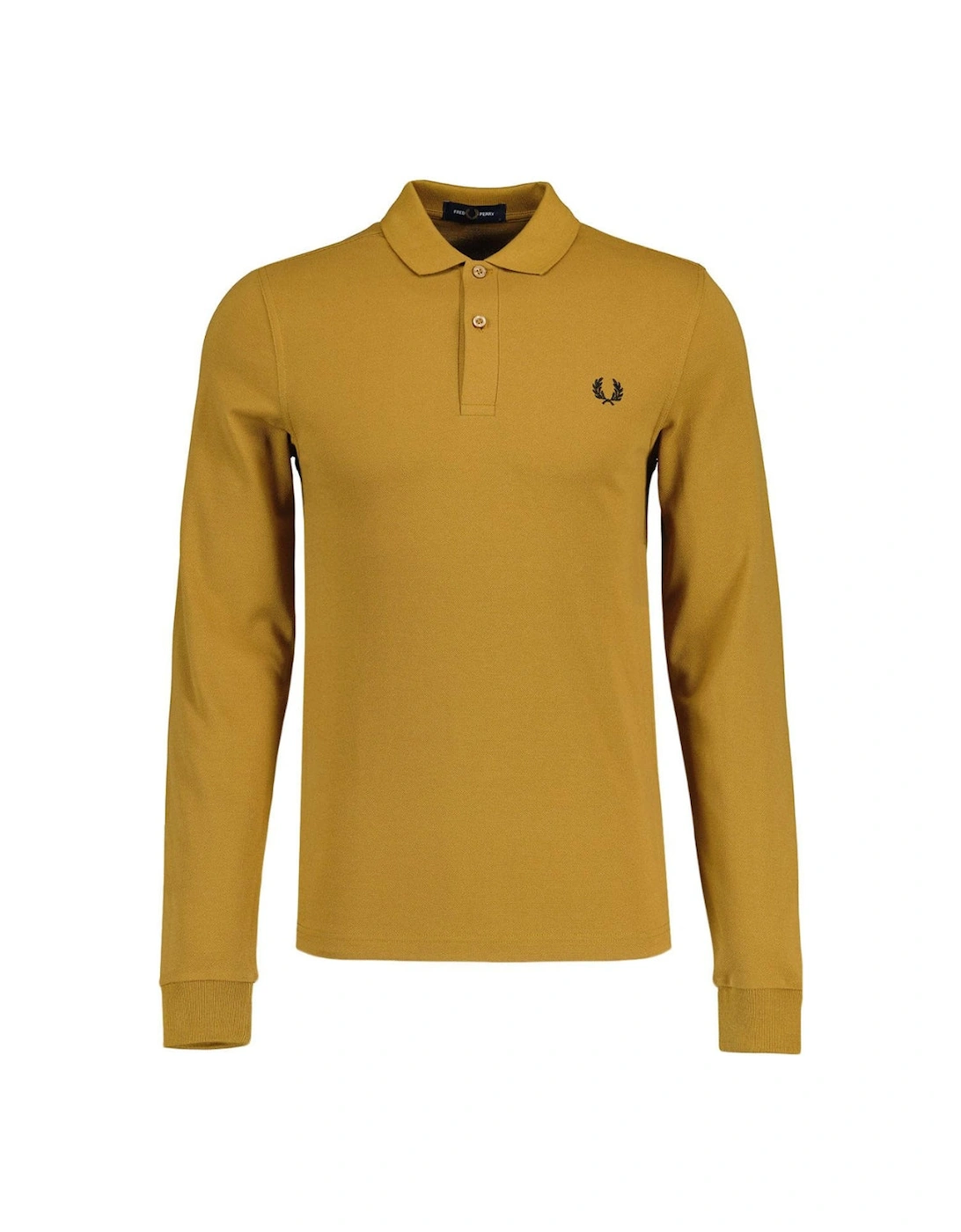 Men's Fred Perry Dark Caramel Brown Long Sleeve Polo Shirt - Yellow - Size: 38