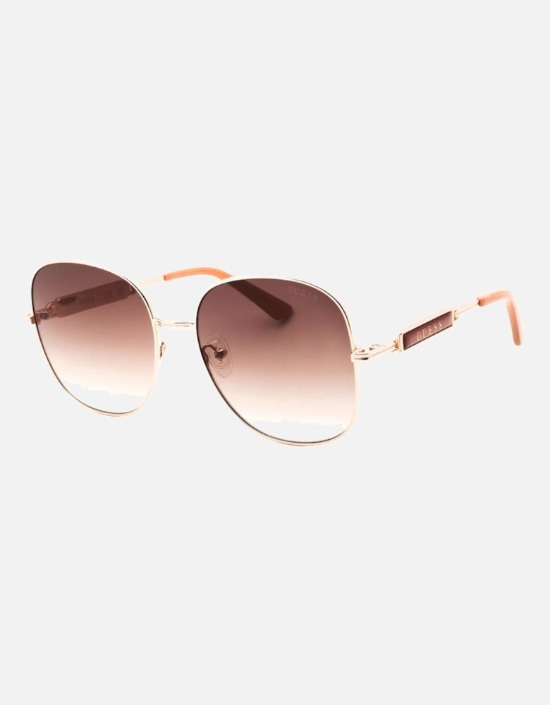 Shiny Rose Gold Metal Frame Gradient Brown Lensed Sunglasses