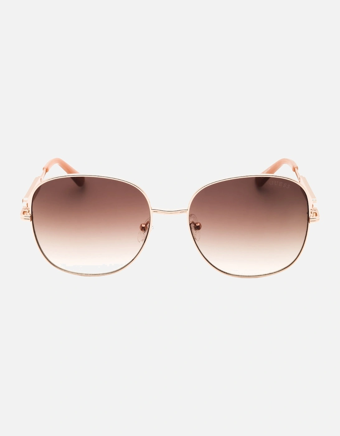 Shiny Rose Gold Metal Frame Gradient Brown Lensed Sunglasses, 3 of 2