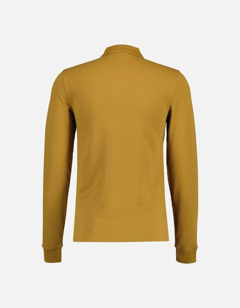 Dark Caramel Brown Long Sleeve Polo Shirt