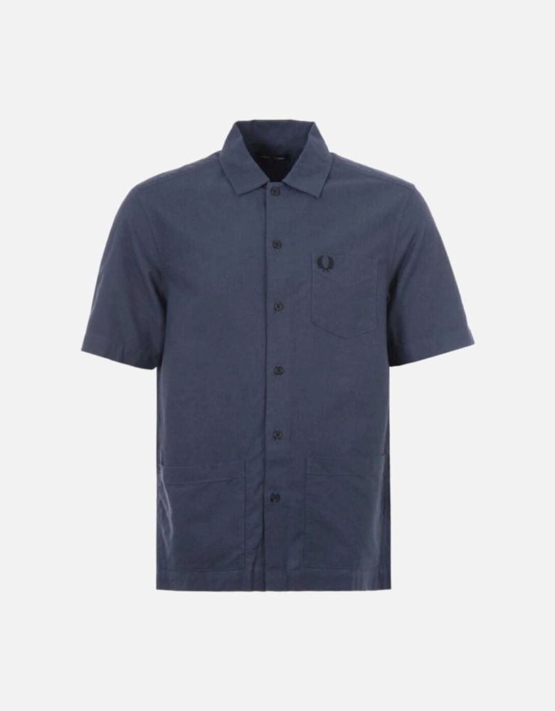 French Navy Marl Pocket Detail Oxford Shirt