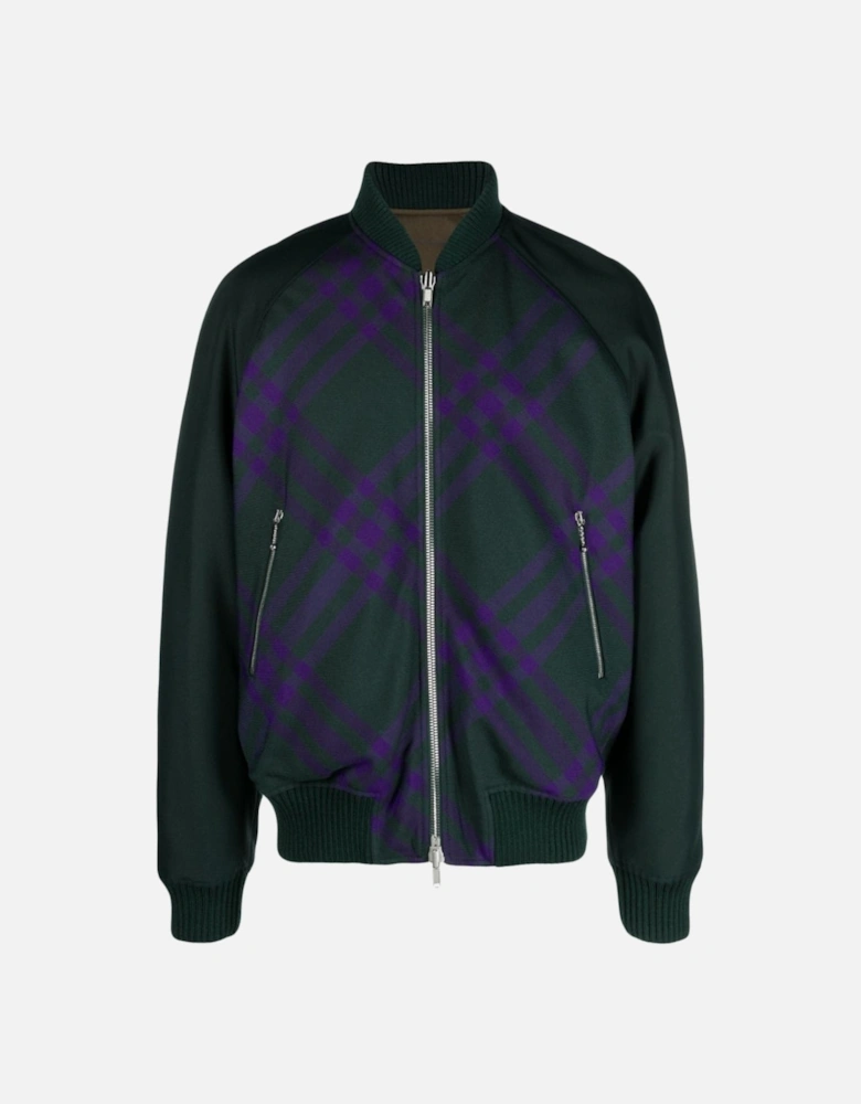 Check Deep Green Reversible Bomber Jacket