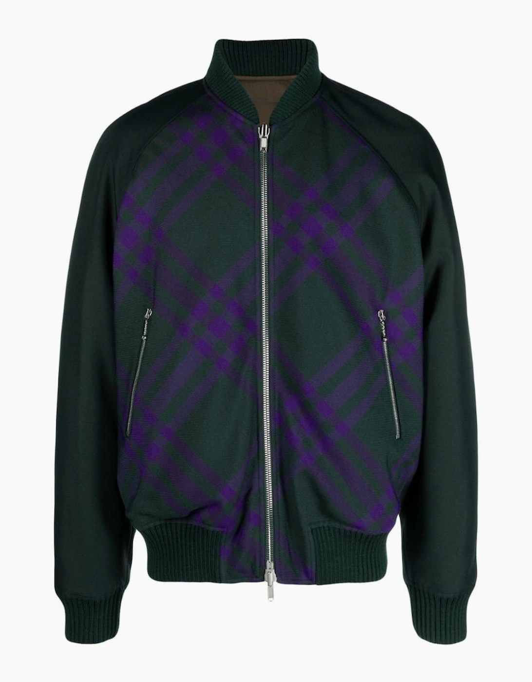 Burberry Men's Navy Check Deep Green Reversible Bomber Jacket - Size: 38/Regular