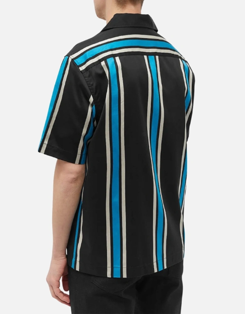 Black Striped Revere Collar Shirt