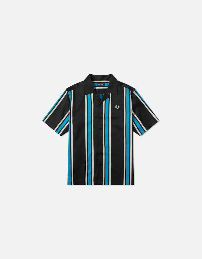 Black Striped Revere Collar Shirt