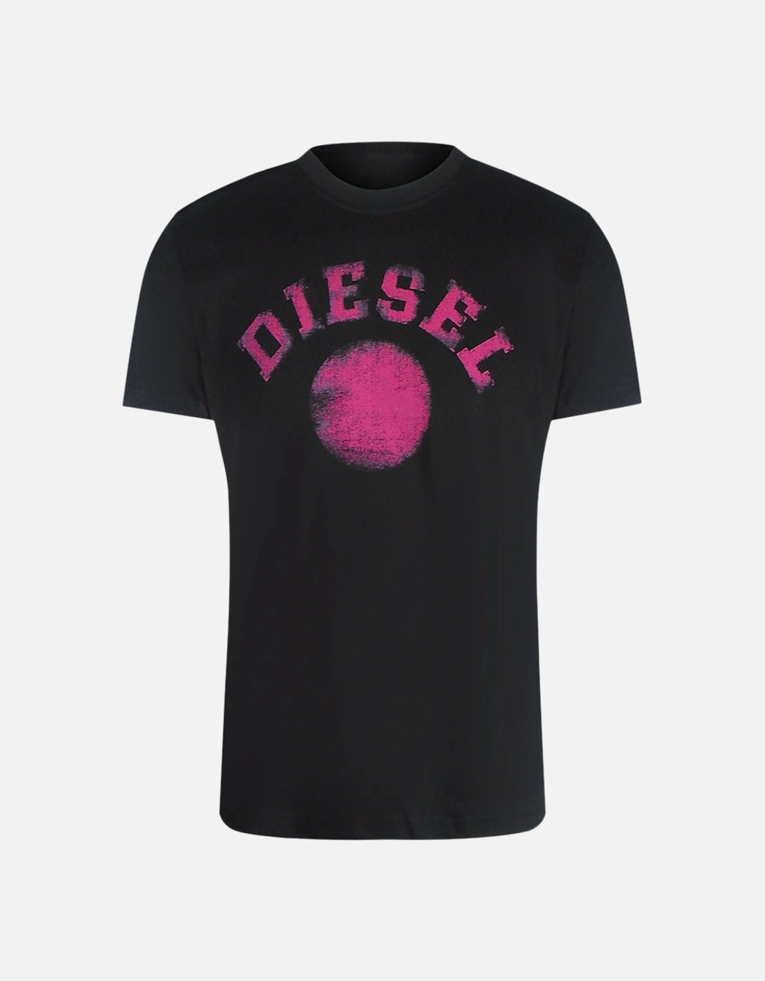 Pink Faded Circle Design Black T-Shirt, 3 of 2