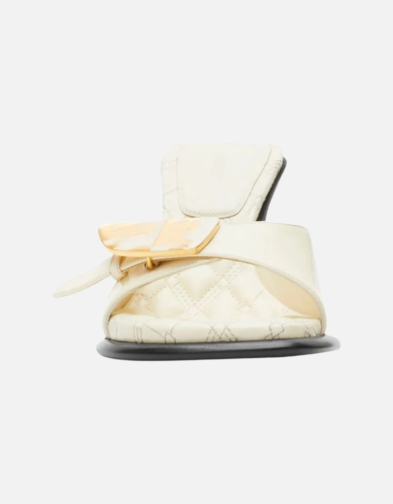 Bay Leather Mules Cream Peep Sandals