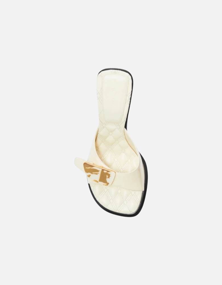 Bay Leather Mules Cream Peep Sandals