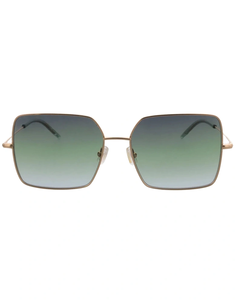 Rose Gold Metal Frame Grey Green Lensed Sunglasses