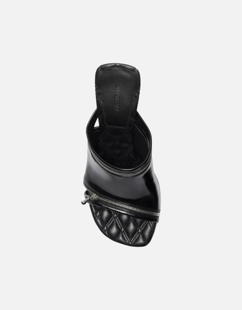 Peep Heeled Mules Black Heels