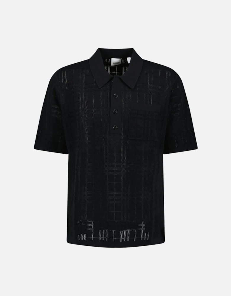 Brown Tristam Check Knitted Polo Black Polo Shirt